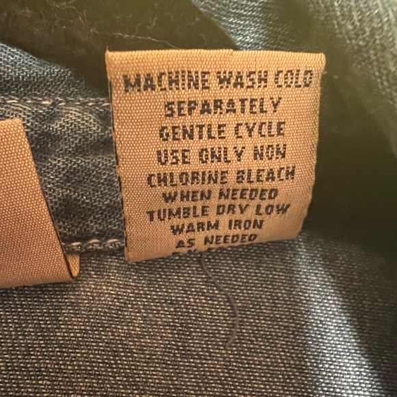 Vintage Denim Calico Short Sleeve Mock Layer Twofer Button Up Shirt Size 22/24 - Picture 13 of 13